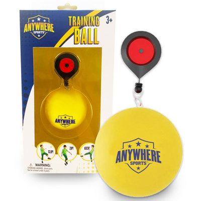 Anywhere Sports: Training Ball - 3-In-1 Leash Clip On Sports Trainer - Soccer-Football-Rugby, Adjustable Leash & Belt Clip, Portable Aid, Kids 3+