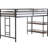 Junior Twin Loft Bed - Metal Frame With Wood Shelf, Guardrails, Noise, No Box Spring Required, Space Saving For Bedroom Black Shelf Easy Installation, Safe