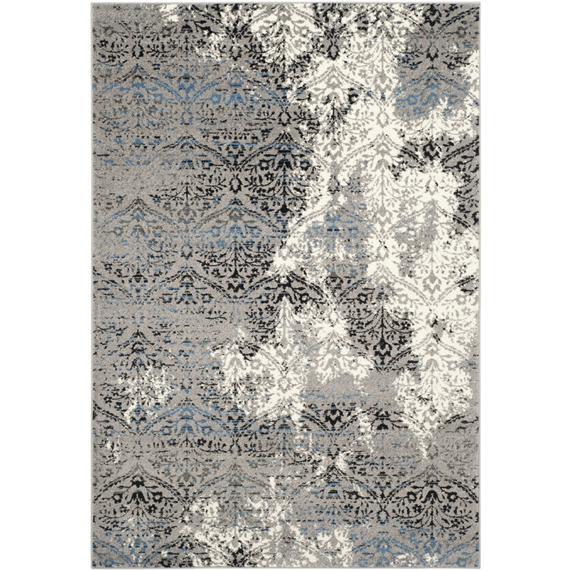 Tapis gris / bleu Annette, Rectangle 4 pi x 6 pi