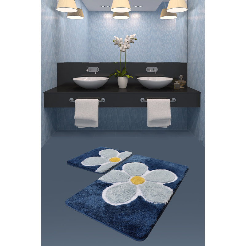 Ensemble de tapis de bain en acrylique (2 pièces) antibactérien et antidérapant, 19,7 po x 23,6 po et 23,6 po x 39,4 po | 100% acrylique, hauteur des poils: 0,7 à 1,2 po | Lavable à la machine, doux et durable pour le décor de votre salle de bain