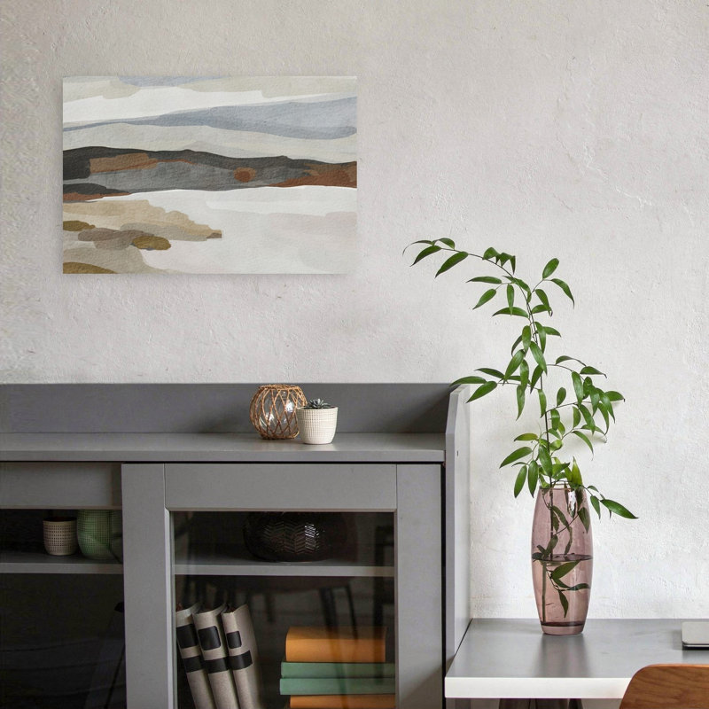 Art mural de paysage abstrait de la côte douce et abstraite minimaliste moderne