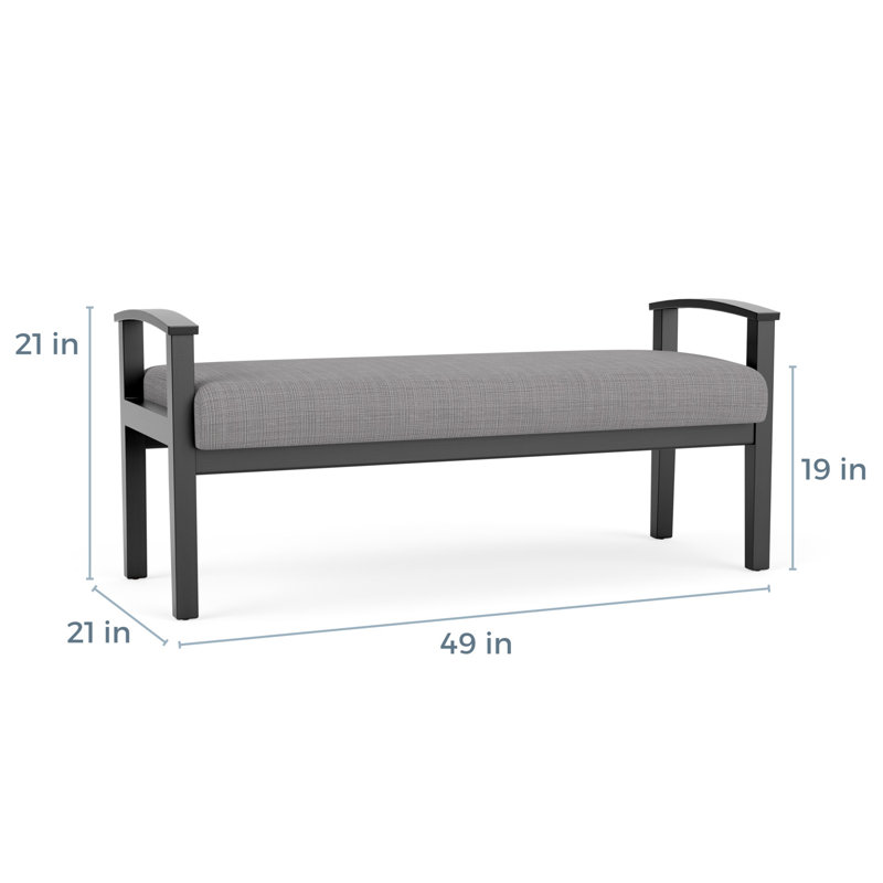 Banc en bois massif Amherst, Noir, Gris chambray