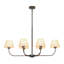 Lustre 6 lumières style bohémien moderne avec abat-jour en lin Cone