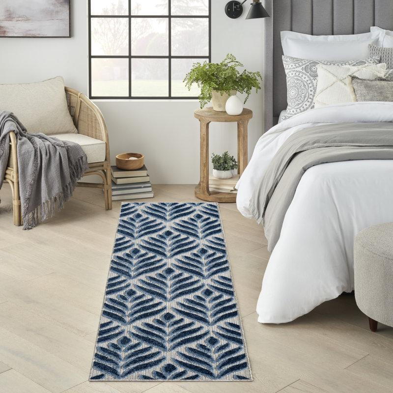 Antwun Nature Blue Indoor/Outdoor Area Rug, Runner 2' x 6'