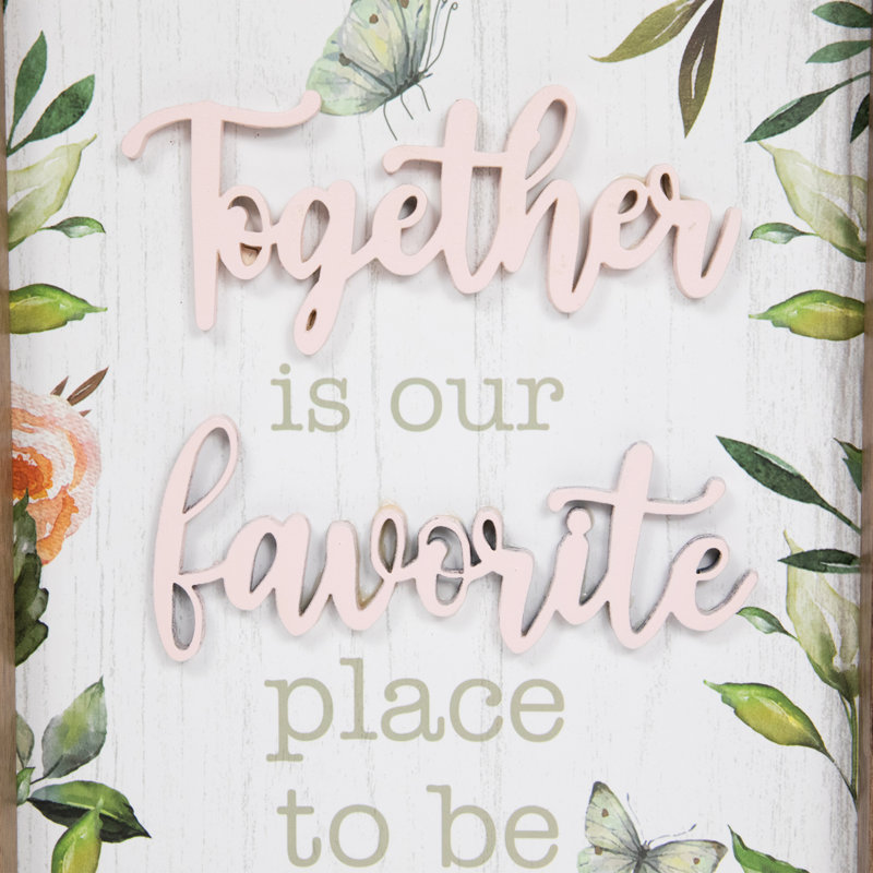 Décoration murale en bois «Together Is Our Favorite Place to Be»