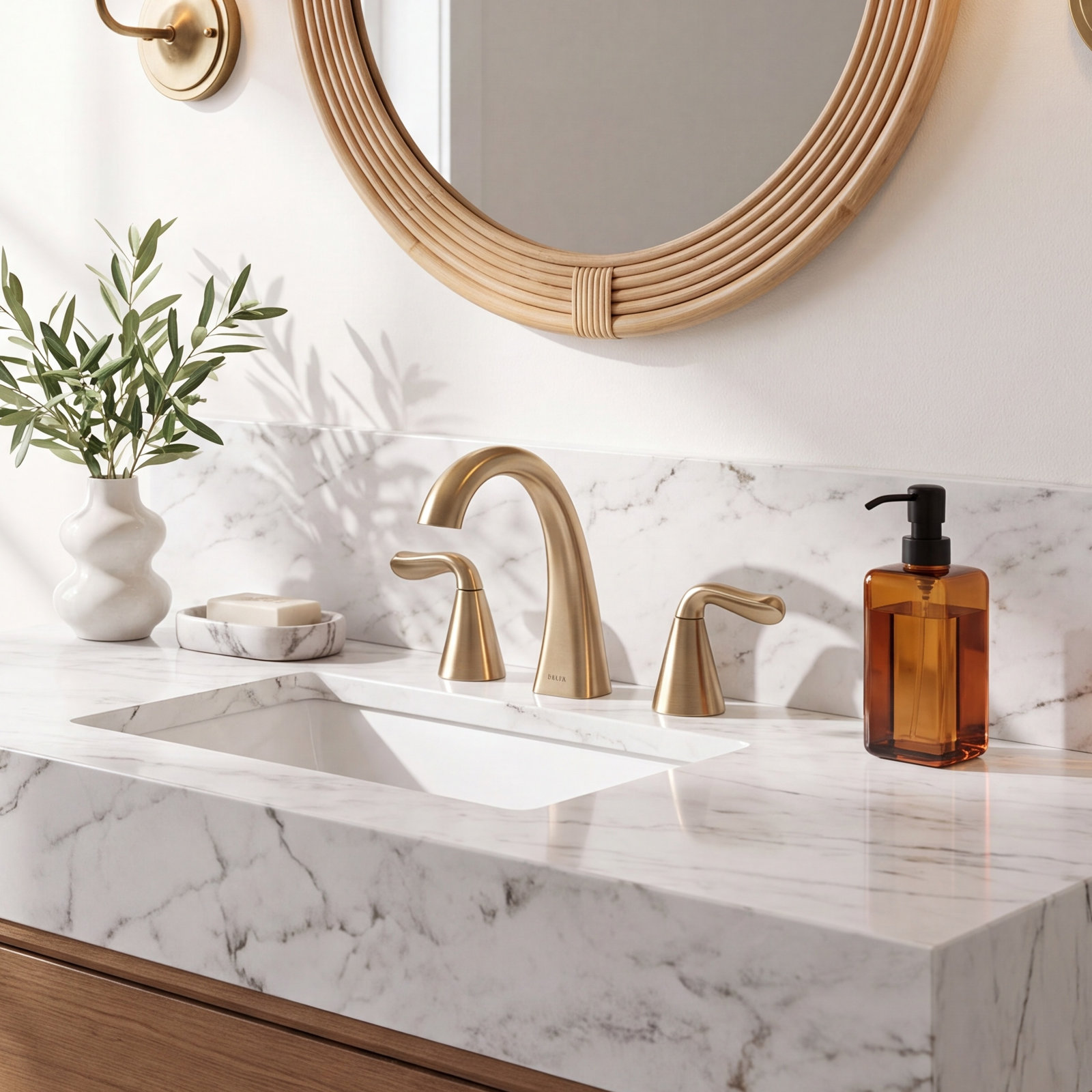 Arvo Widespread Bathroom Faucet with Drain, Champagne Bronze