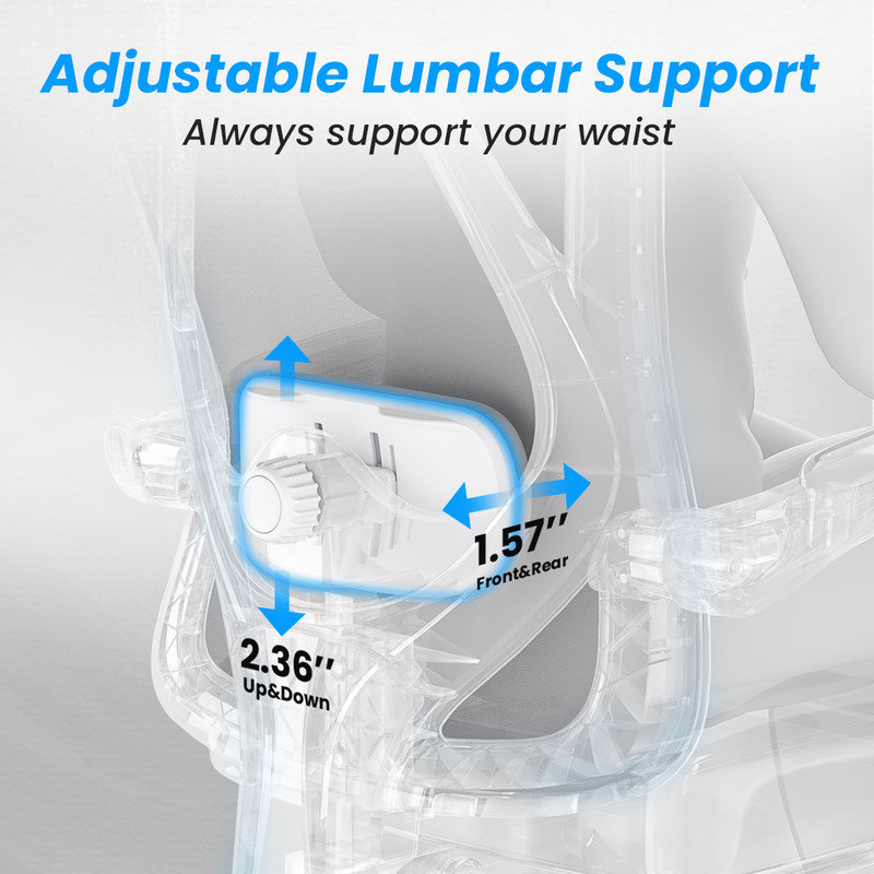 Ergonomic Mesh Office Chair with Adjustable Lumbar Support, Headrest, and Retractable Footrest, Gray