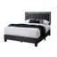 Structure de lit double 1 pièce de style moderne en tissu de laine gris anthracite revêtu de tissu d'ameublement capitonné avec éclairage à DEL et mobilier de chambre à coucher-108656681