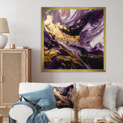 Purple and Gold Liquid Magic I - Abstract Wall Art