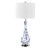 Darrius 27.5" Blue Glass Table Lamp with USB Type-C Ports and Built-in Outlet