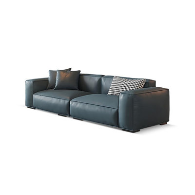 Blue Genuine Leather Modular Sofa cushion couch