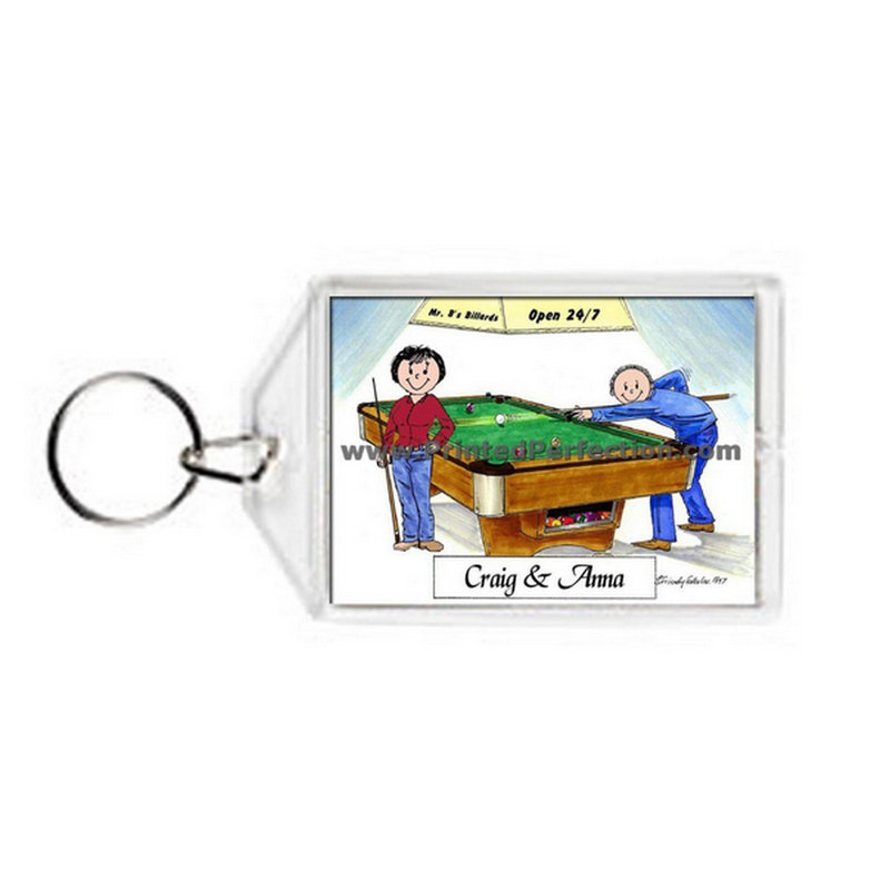 Personalized Billiards, Pool Player Couple Acrylic Key Chain