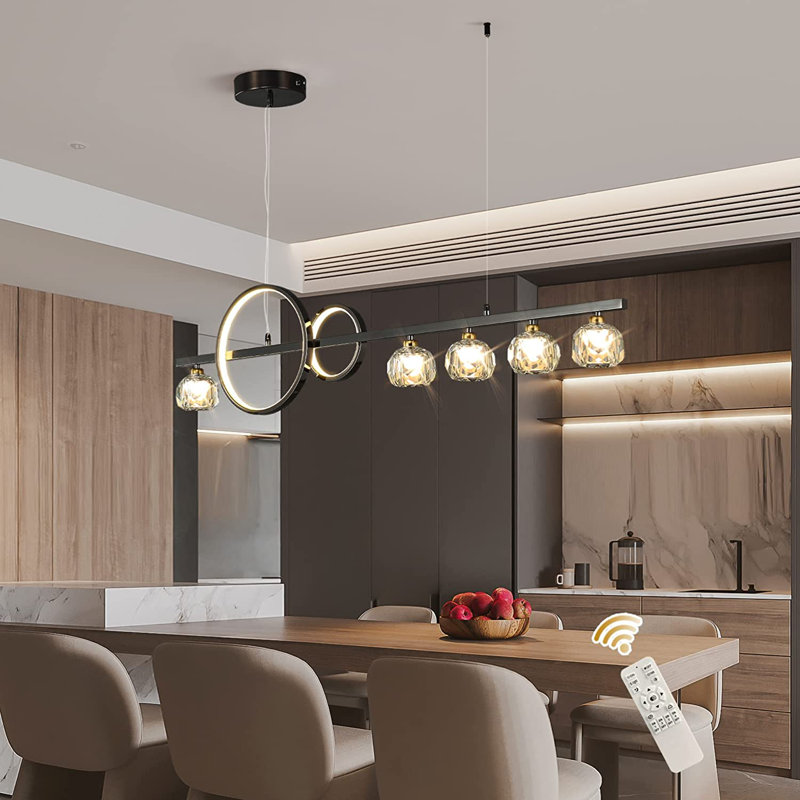 7 - Light Dimmable Grey LED Kitchen Island Pendant with Remote Control Included