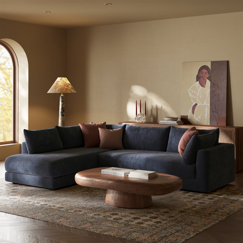 Canapé modulaire en velours chenille 122 po Marcel Mystic, Orienté à gauche (vu de face)