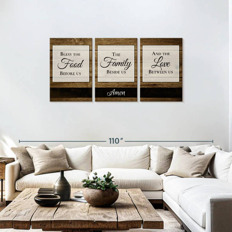 «Bless The Food Family And Love I», reproduction sur toile, H 36 po x l 74 po x P 1,25 po
