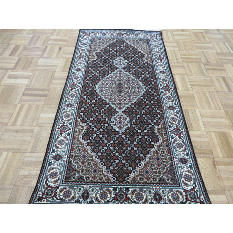 Tapis brun noué à la main de conception unique 2 pi 6 po x 4 pi 9 po Harrogate