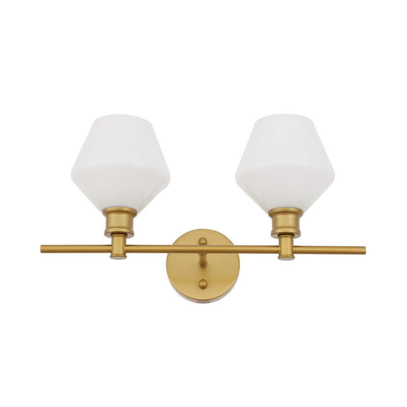 Gene light glass Wall sconce, Brass, 2 Lights, White
