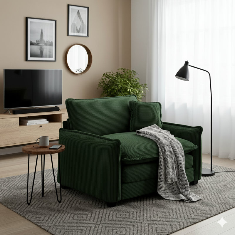 Fauteuil d'appoint simple avec coussin, Vert