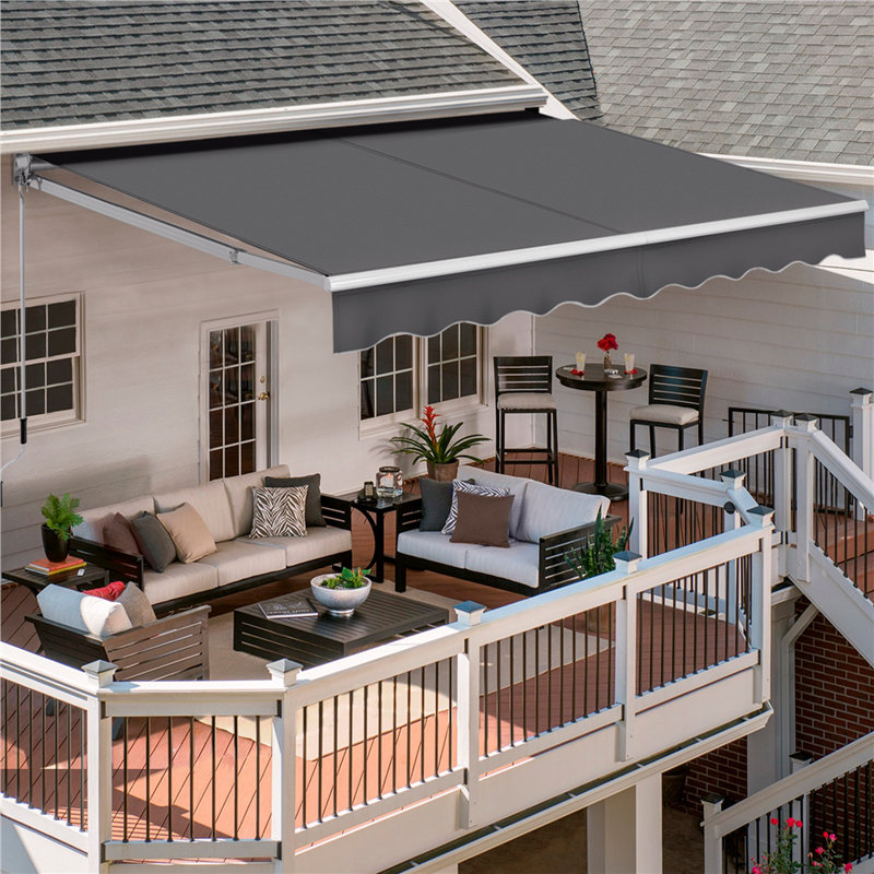 Retractable Patio Awning, Dark Grey, 250 cm L x 200 cm W