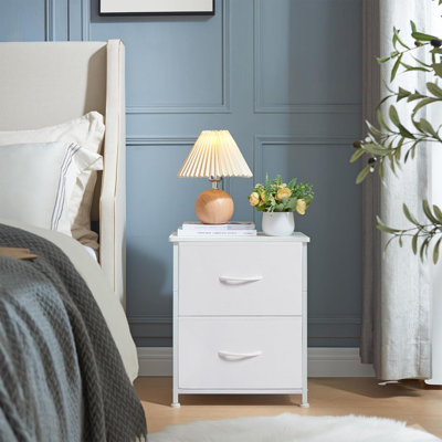 Nightstand, Small 2 Drawer Dresser Night Stand With Fabric Bins, Bedside Furniture, End Table by 17 Stories