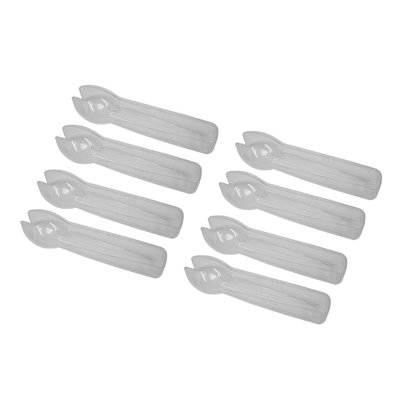 Clear Plastic Disposable Food Serving Tongs Set, 8 Pieces
