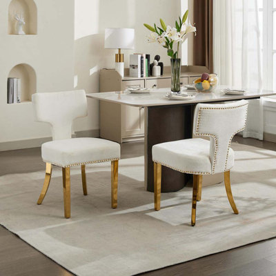 Farmhouse Chenille Fabric Upholstered Dining Chairs