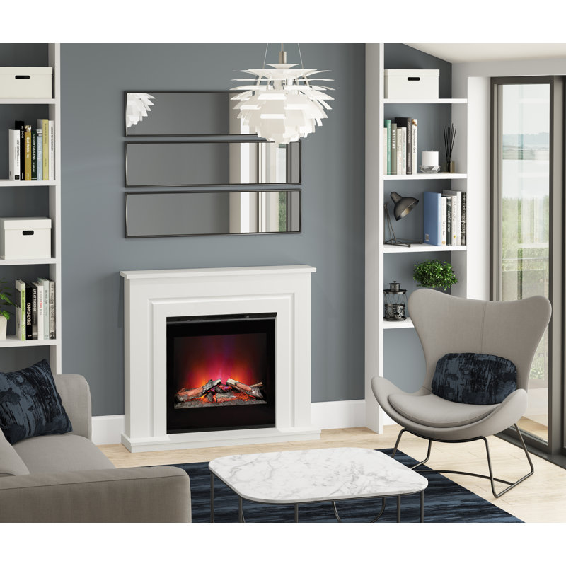 Flare 1220cm W White Electric Fireplace