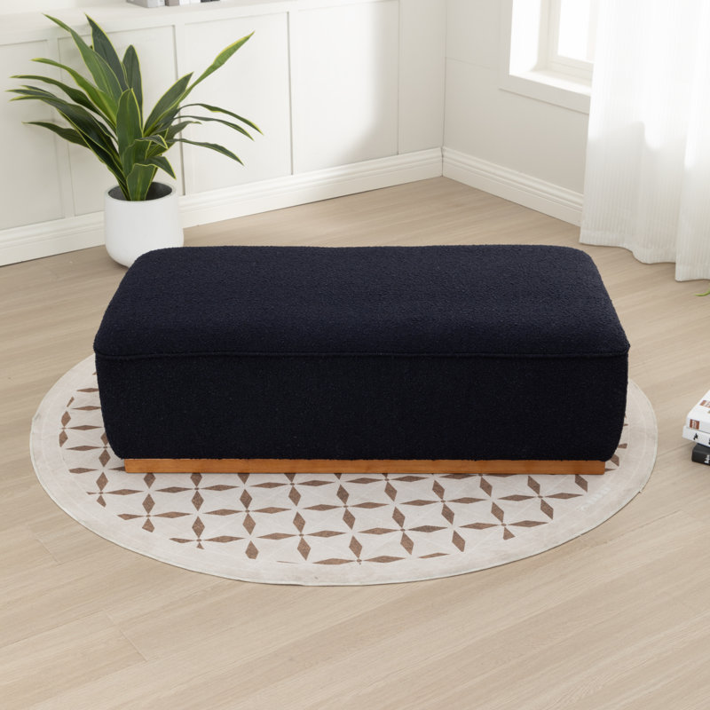Lolington Rectangular Solid Wood Ottoman, Blue