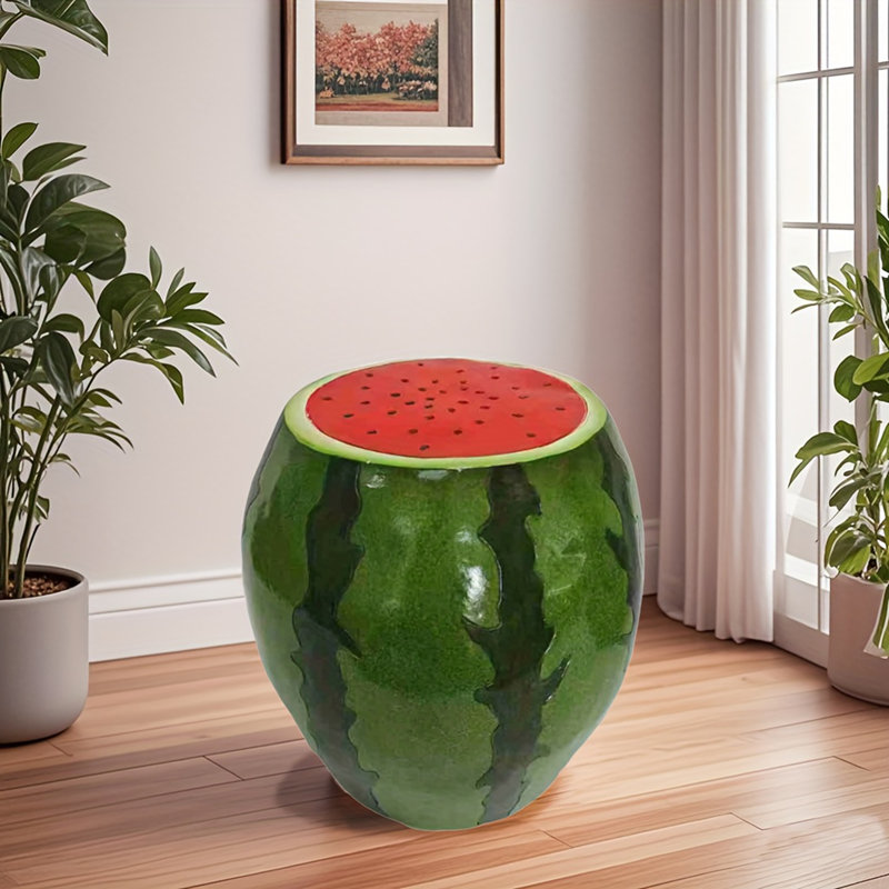 Tabouret de fruits Watermelon, tabouret surdimensionné en résine de 13,4 po, table d'appoint, décorations d'intérieur pour jardin, mobilier d'extérieur polyvalent