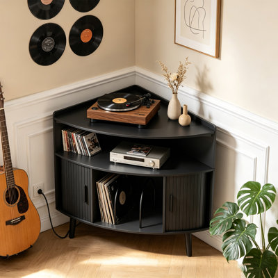 Support de tourne-disque de coin avec station de charge