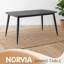 Table de salle à manger rectangulaire en bois massif de style traditionnel norvégien Norvia, plateau de 60 po de longueur, 4 à 6 places, finition noir ébène-603401664