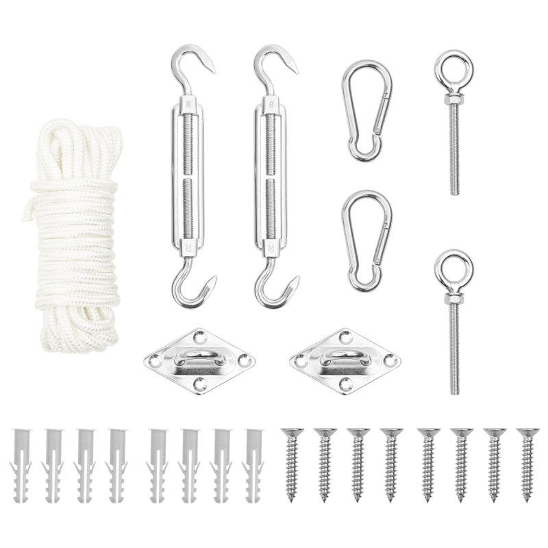 Sunshade Sail Accessory Silver Stainless Steel Adjustable Mounting Hardware Set