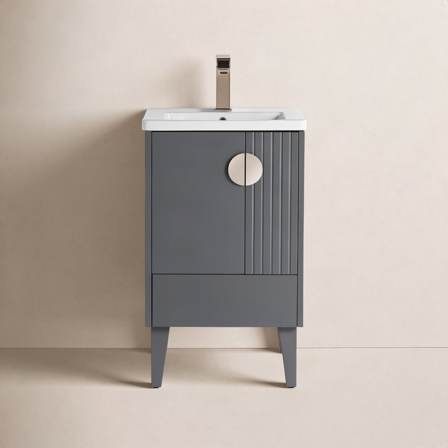 Saimah 20'' Single Bathroom Vanity, Rock Gray, Satin Nickel