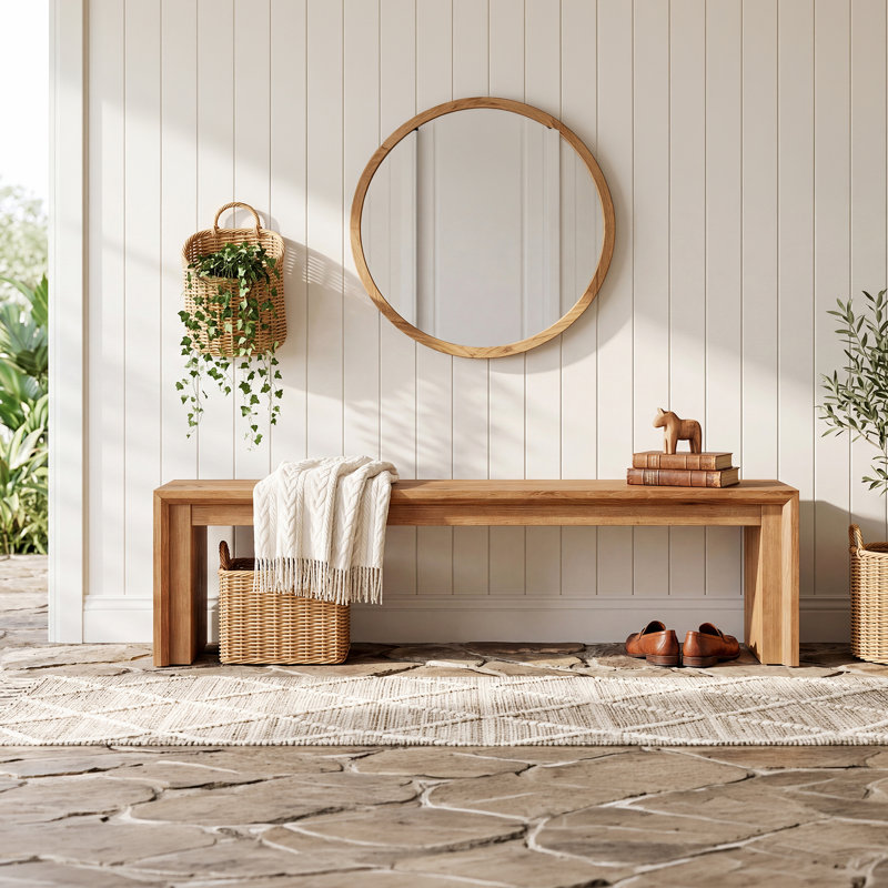 Banc en bois massif de 63 pouces pour entrée, banc de ferme pour 2 à 3 personnes