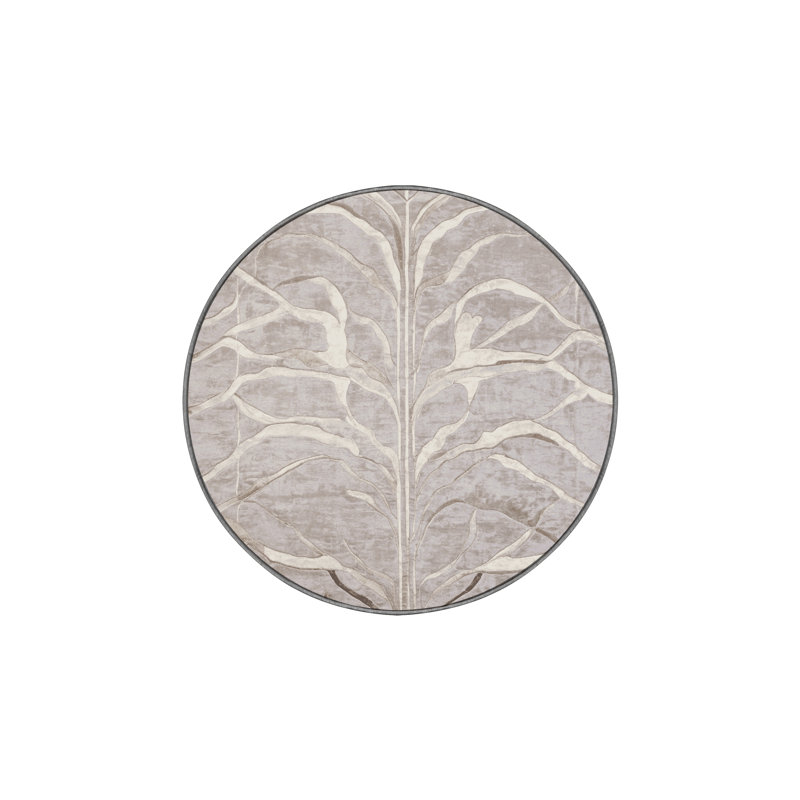 Tapis gris soyeux et moelleux, Rond 8 pi