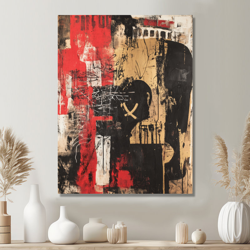 Graffiti de la nouvelle expression I - art mural néo-expressionniste en métal noir, L 24 po x H 32 po