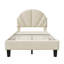 EU & UK Size Kids Velvet Bed Frame, Scalloped Shell Upholstery Bed with Height-Adjustable Headboard-2109734727-2098748969