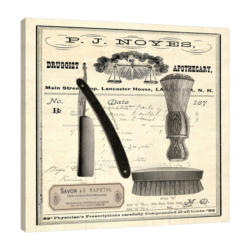 «Apothecary Barber III» par Tre Sorelle Studios, reproduction d'art graphique sur toile, H 18 po x l 18 po