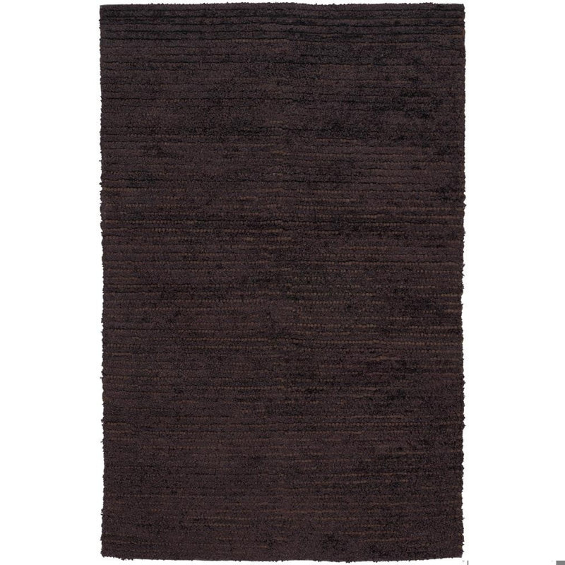 Castlewood Authentic Hand-Woven Handmade Modern Mixed-Textured Design Brown Polyester Indoor Area Rug, Rectangle 2' x 3'