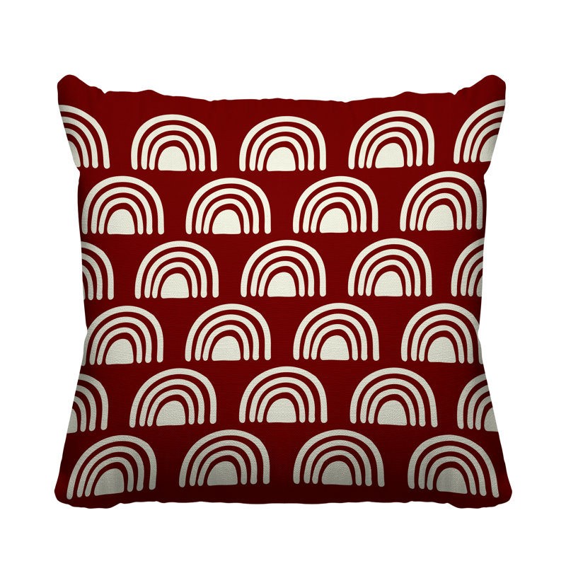 Coussin décoratif à motif abstrait, L 15 po x H 15 po, Rouge