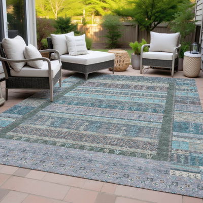 Machine Washable Indoor/Outdoor Meredith ACN2160 Striped Rug