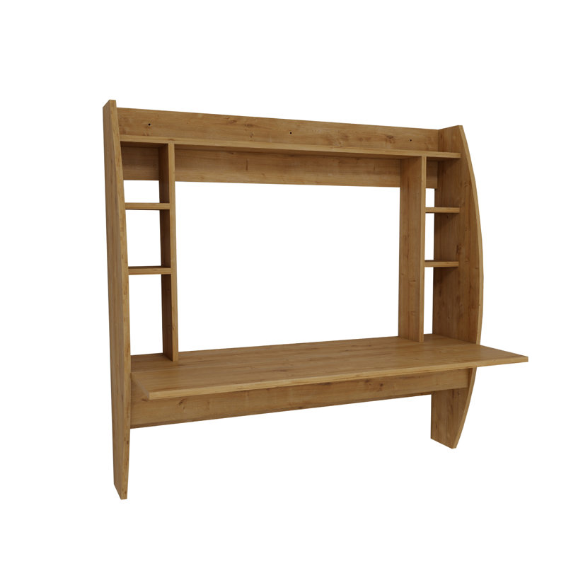 Aidy 123.6cm Computer Desk with Hutch and 7 Open Shelves, Sapphire Oak