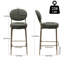 Tabouret de bar rembourré en velours avec tabouret et repose-pieds, ensemble de 2 chaises de salle à manger rondes pour la cuisine-2077721131