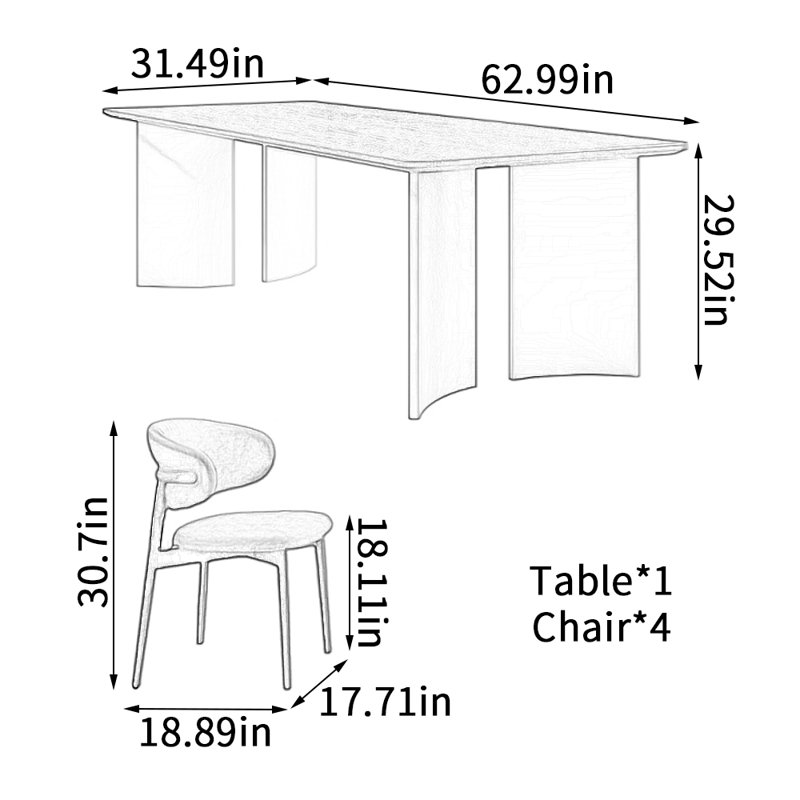 Ensemble de table de salle à manger rectangulaire moderne rouge et noir, H 29,52 po x L 62,99 po x l 31,49 po, Noir
