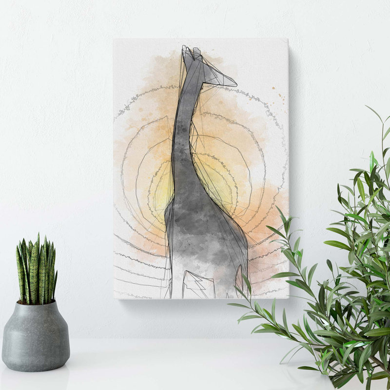 The Silhouette Of A Giraffe In Abstract - Wrapped Canvas Print, 76cm H x 50cm W x 3cm D