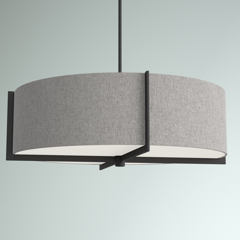 Luminaire suspendu incandescent 4 lumières Braidon, Gris, Noir mat
