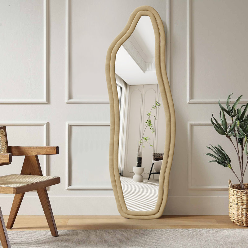 Aleaya Fabric Half-circle Mirror, Gold, 140cm H x 45cm W