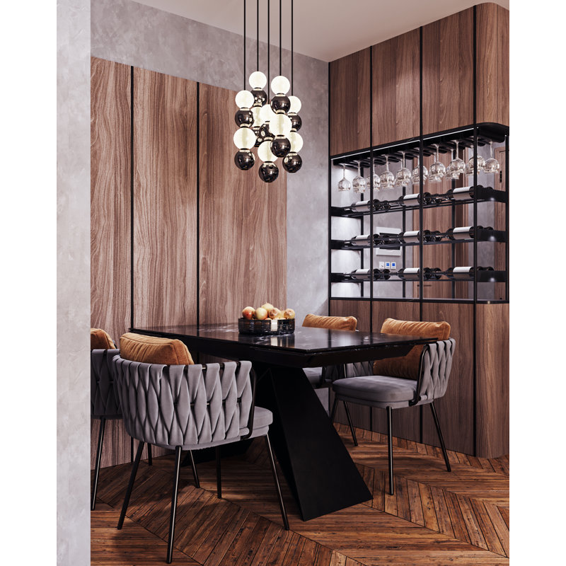 Onyx 5 - Light Cluster Globe LED Pendant, Natural Brass