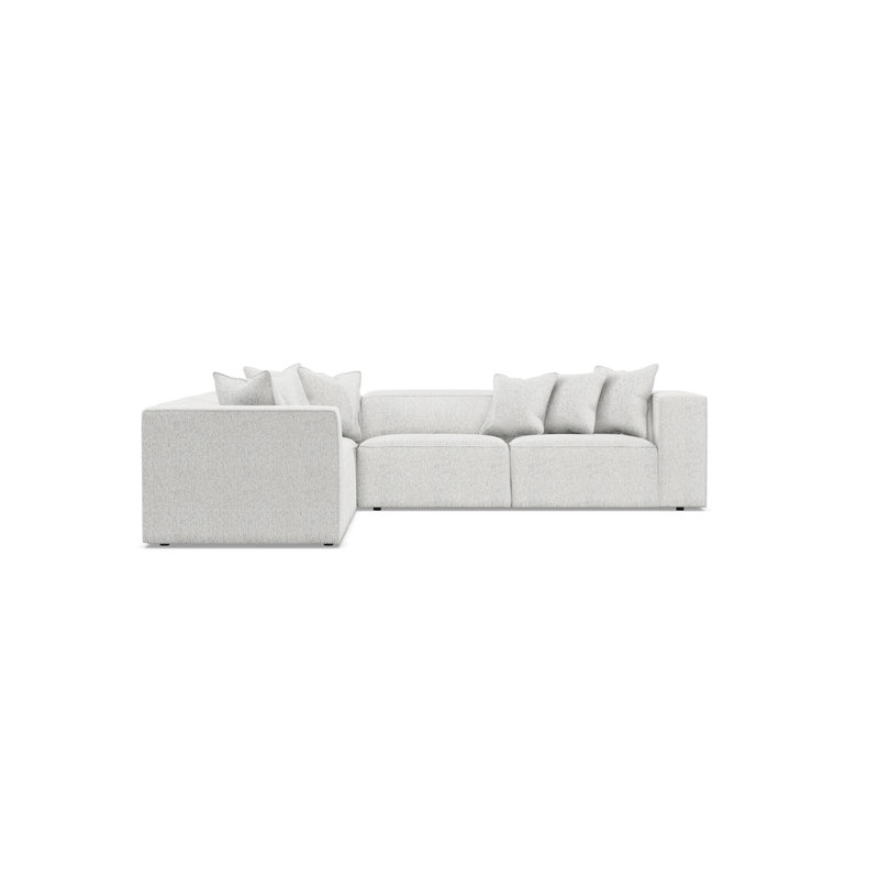 Bliss Sectional, White Polyester, 28" H x 160.5" W x 123.5" D