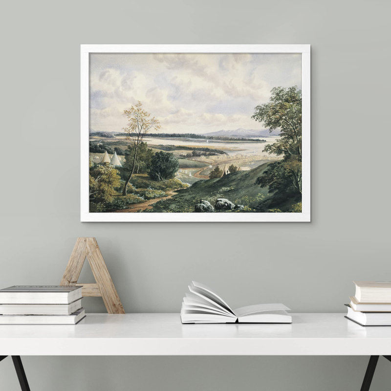 "Campagne champ vert émeraude" sur papier, Blanc, H 12 po x l 16 po